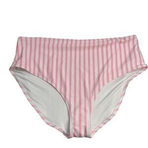 Old Navy Women 3X Pink with White Stripes Bikini Bottom High Rise French Cut New